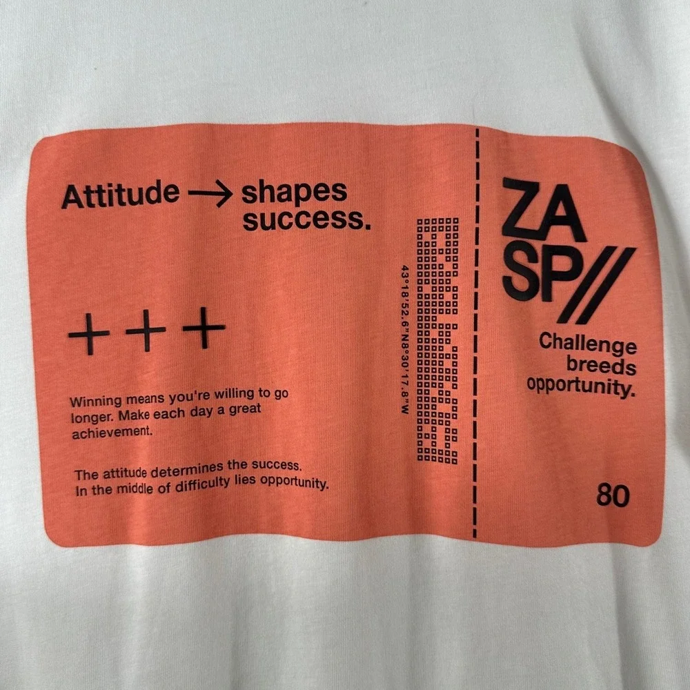 Zara Boy's‎ Tee White 100% Cotton Graphic Motivation Quotes Attitude Size 13/14